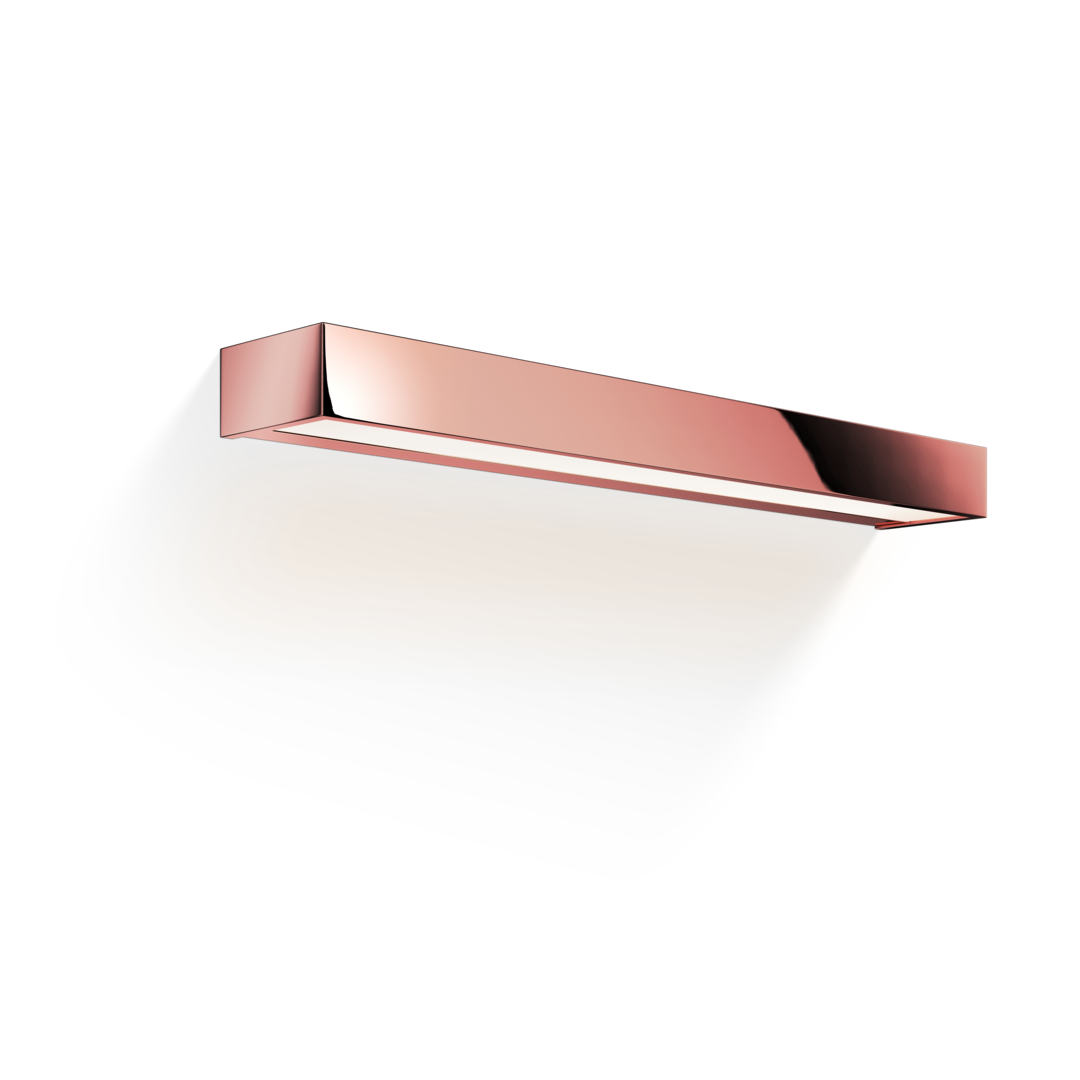 Wärme und moderner Luxus kombiniert in der Decor Walther Box 25 in Roségold, erhältlich bei dasfeinebad, für außergewöhnliche Badezimmerbeleuchtung