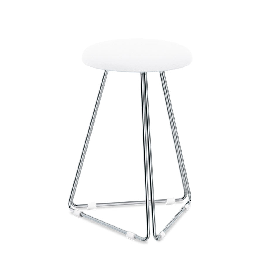 Eleganter Badhocker DW71 von Decor Walther mit weißer Kunstleder-Sitzfläche und verchromtem Gestell – ideal fürs Bad, Ankleidezimmer oder als Ablage.