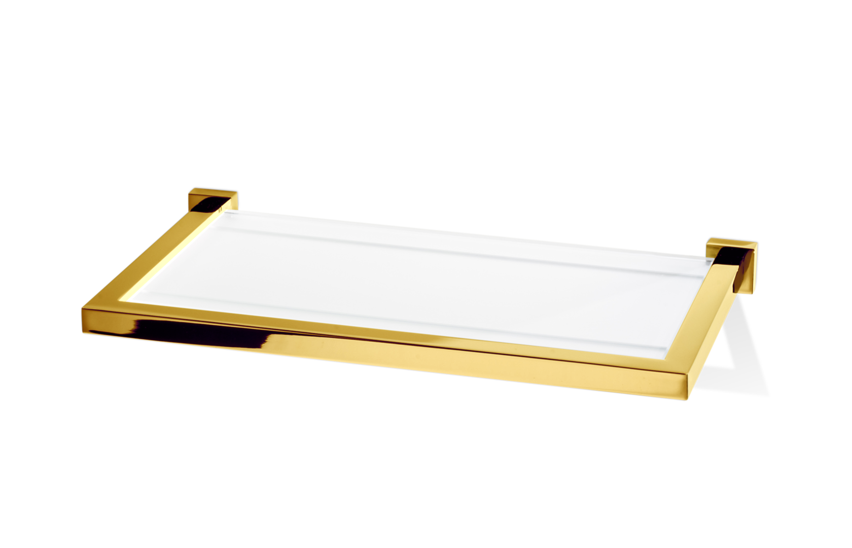 Elegante Glasablage in Gold, 30 cm breit, aus hochwertigem Messing mit Glasplatte, verdeckte Wandmontage, bietet zusätzlichen Stauraum für Badezimmerutensilien, ideal für luxuriöse Badezimmergestaltung