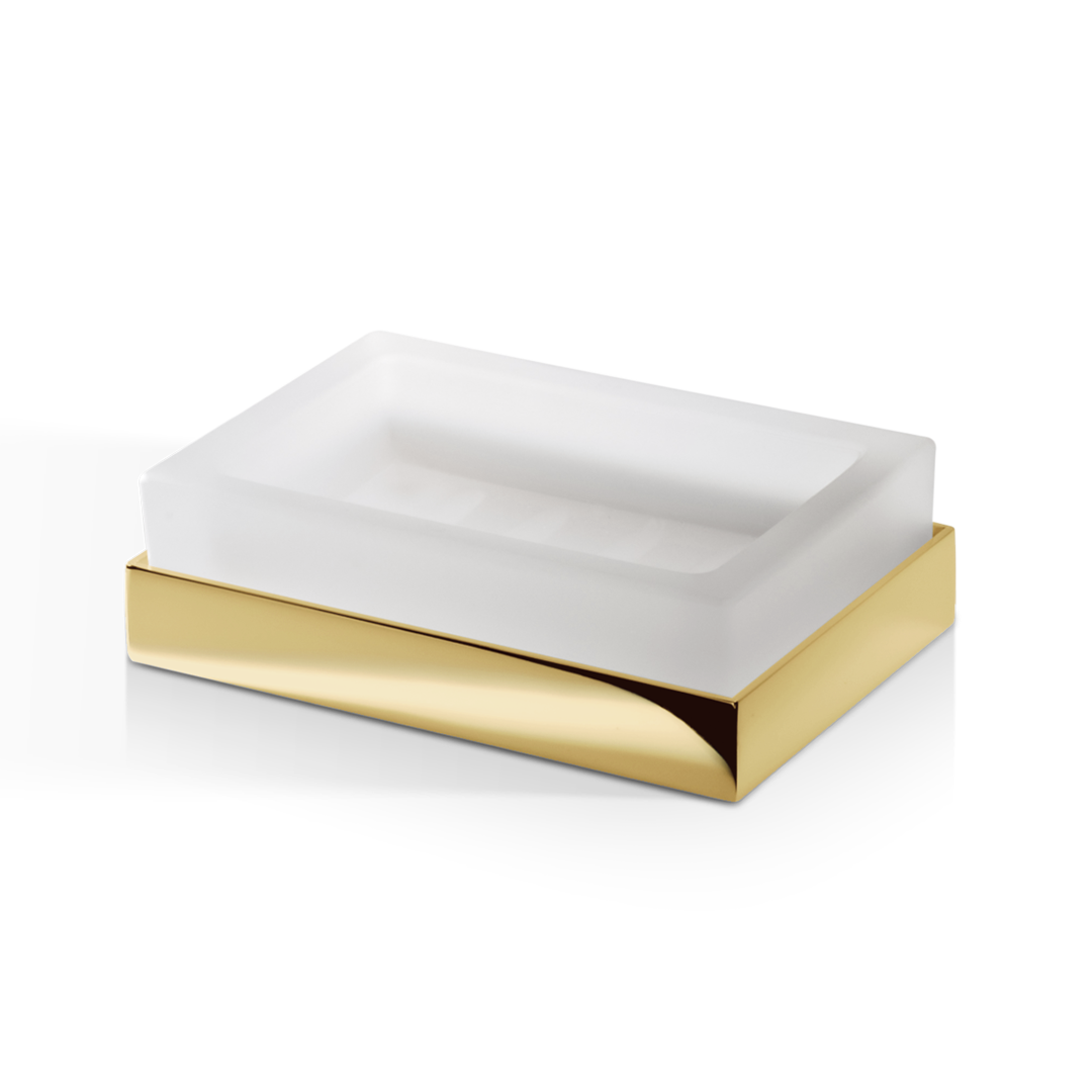Luxuriöse CO STS Seifenschale in glänzendem Gold, stilvolle und praktische Badausstattung aus Messing, einfach zu reinigendes satiniertes Glas, ideal für anspruchsvolle Badezimmer