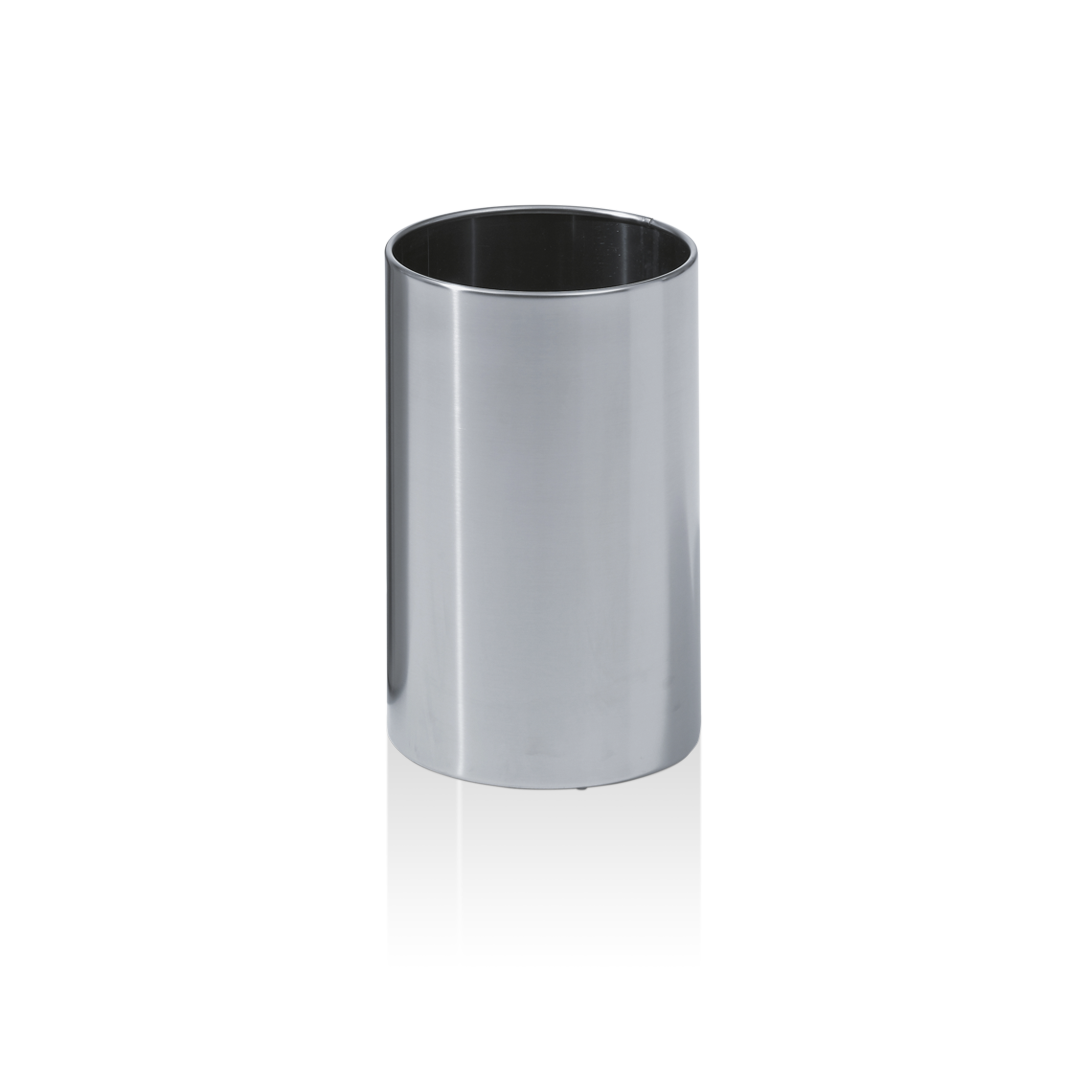 Runder Papierkorb DW 104 aus poliertem Edelstahl von Decor Walther, eleganter offener Abfallbehälter, luxuriöses Design, Badezimmer-Mülleimer, hochwertiger Edelstahl-Papierkorb.