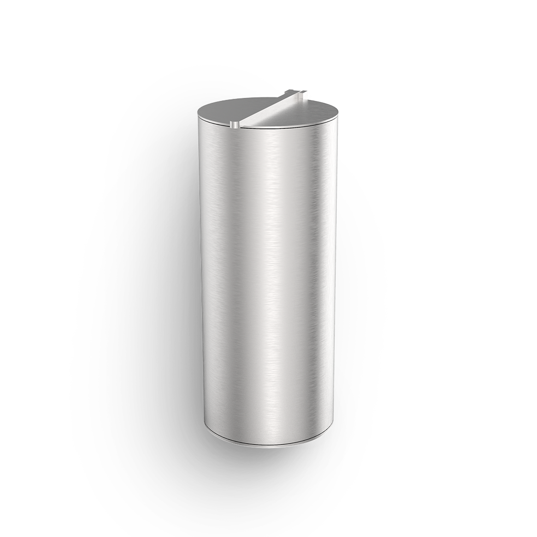 Robuster Abfalleimer BIN 4 von Decor Walther in Edelstahl Matt mit abgerundeten Ecken und Absenkautomatik – ideal für moderne Badezimmer, wandmontierter Mülleimer, langlebiger Treteimer.