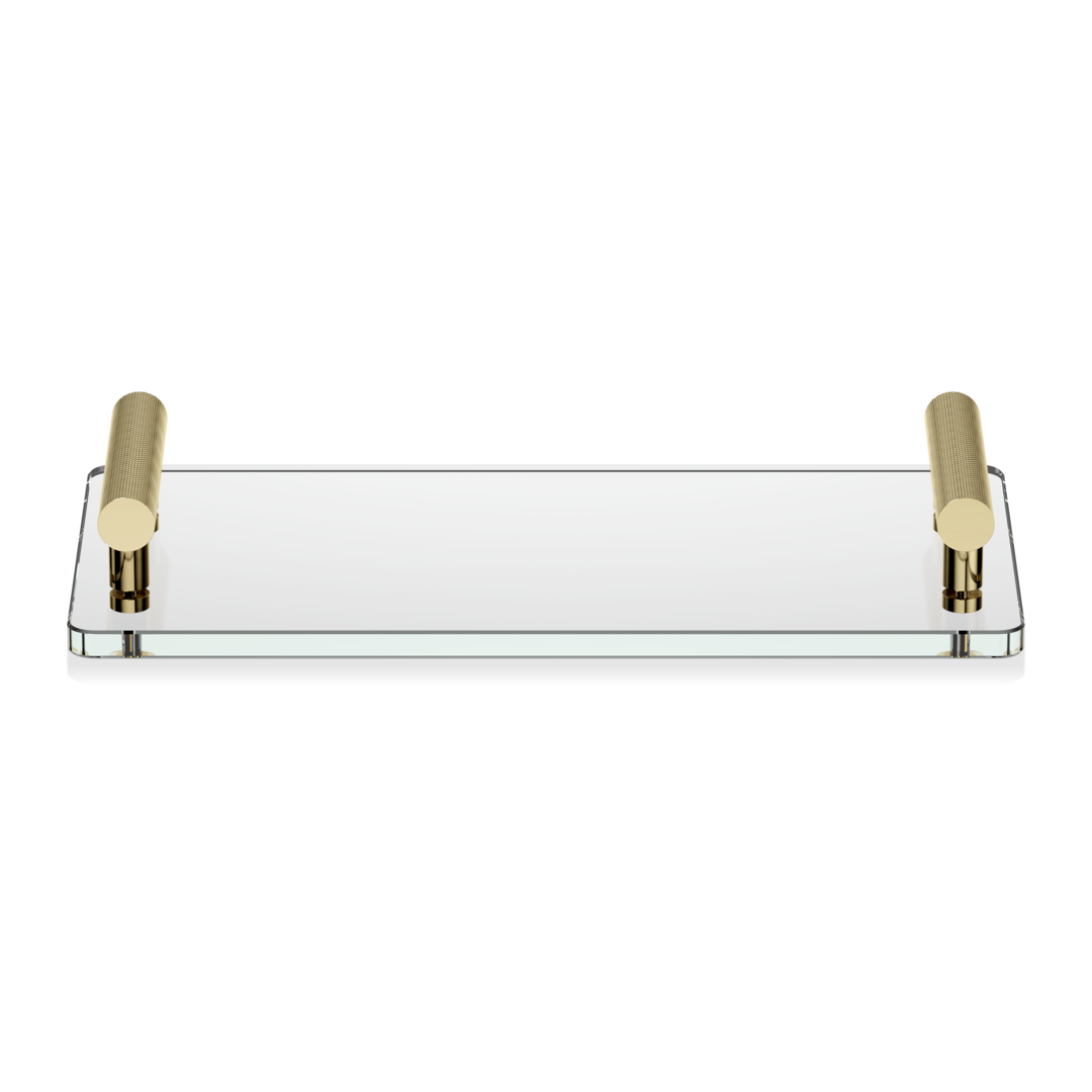Luxuriöses Utensilien-Tablett von Decor Walther in 24 Karat Gold und Klarglas, erhöht die Ästhetik jedes Badezimmers durch sein edles und stilvolles Design.