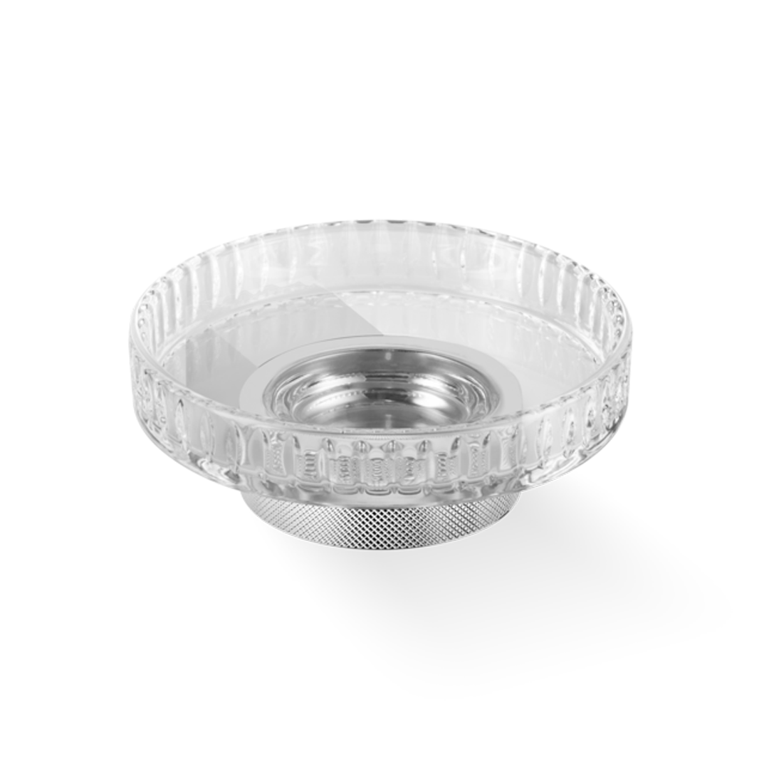 Elegante, an der Wand montierte Seifenschale aus Chrom mit geschliffenem Kristallglas, exklusives Badezimmer-Element von Decor Walther
