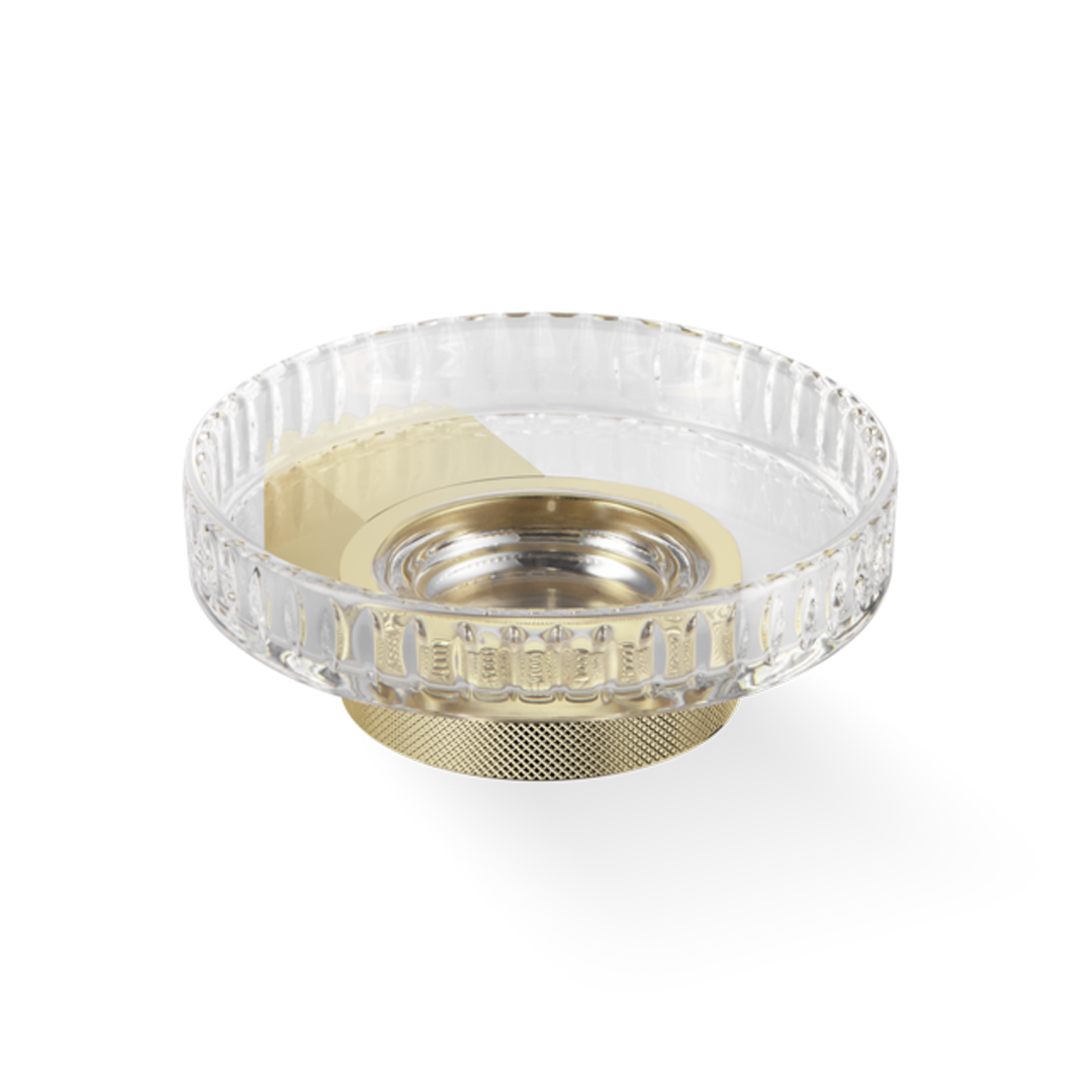 Luxuriöse Wand-Seifenaufbewahrung in 24 Karat Gold mit geschliffenem Kristallglas, stilvolles Bad-Accessoire von Decor Walther.