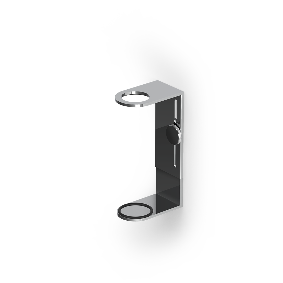 Chromfarbener Seifenspender-Halter zur Wandmontage, moderner Desinfektionsspender Wandhalter von Decor Walther für Flacons bis 16 cm – Artikelnummer: 0859800