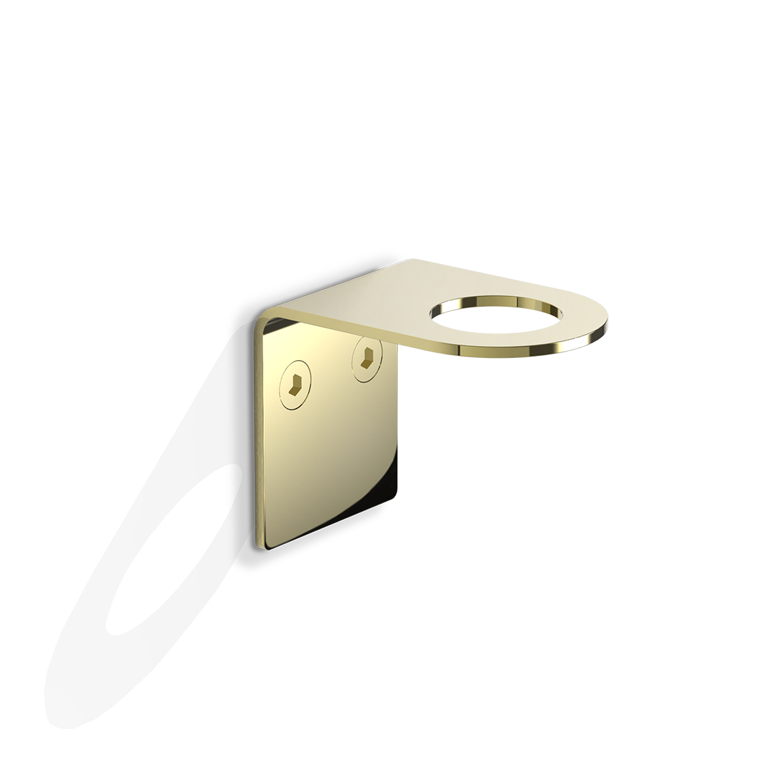 Luxuriöser Seifenspenderhalter Hold in poliertem Messing von Decor Walther – stilvolle Wandhalterung für 500-ml-Spenderflaschen, ideal für ein exklusives Badeambiente.