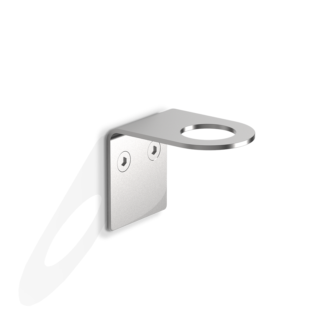 Moderner Seifenspenderhalter Hold in Edelstahl Matt von Decor Walther – langlebige und stilvolle Wandhalterung für 500-ml-Flaschen mit Ø28 mm für eine hygienische Aufbewahrung.