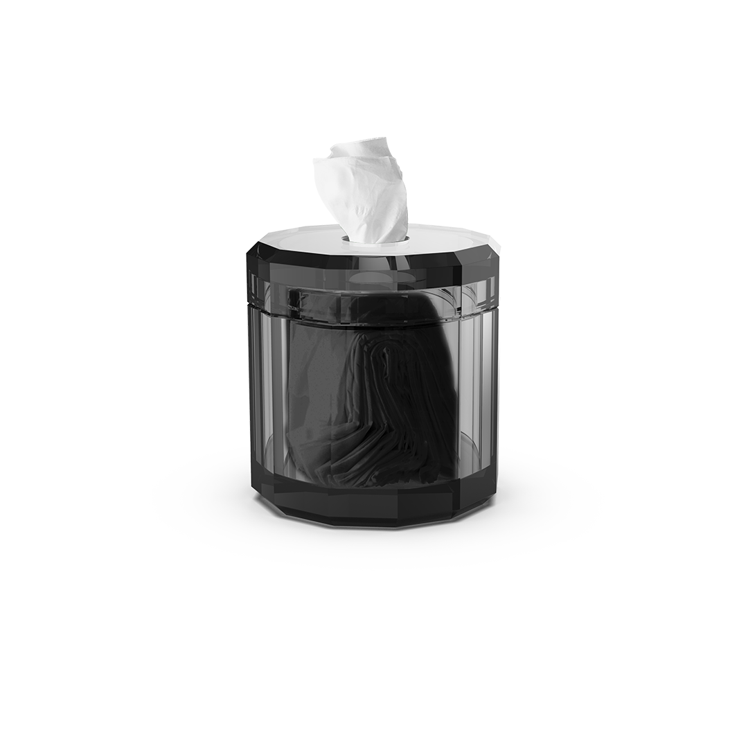 Anthrazitfarbene Glas-Papiertuchbox, robust und zeitlos, perfekt für die organisierte Aufbewahrung.