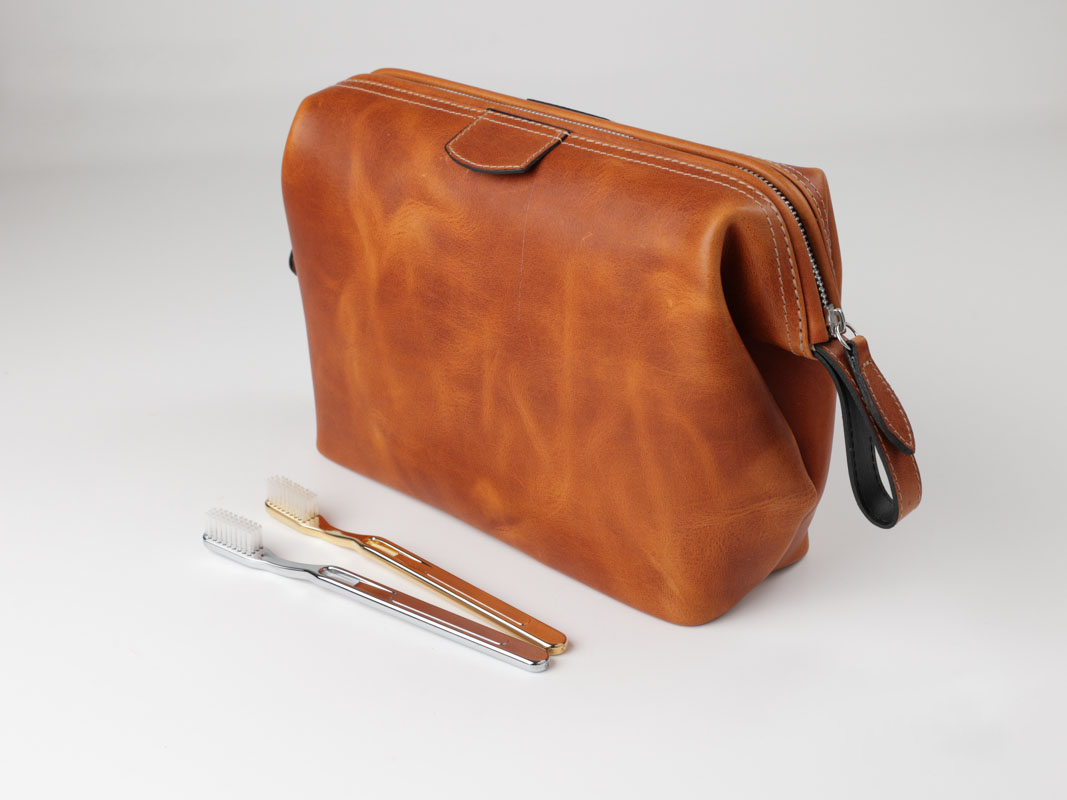 Kulturtasche mit Bügel - L - hoch - coxorange