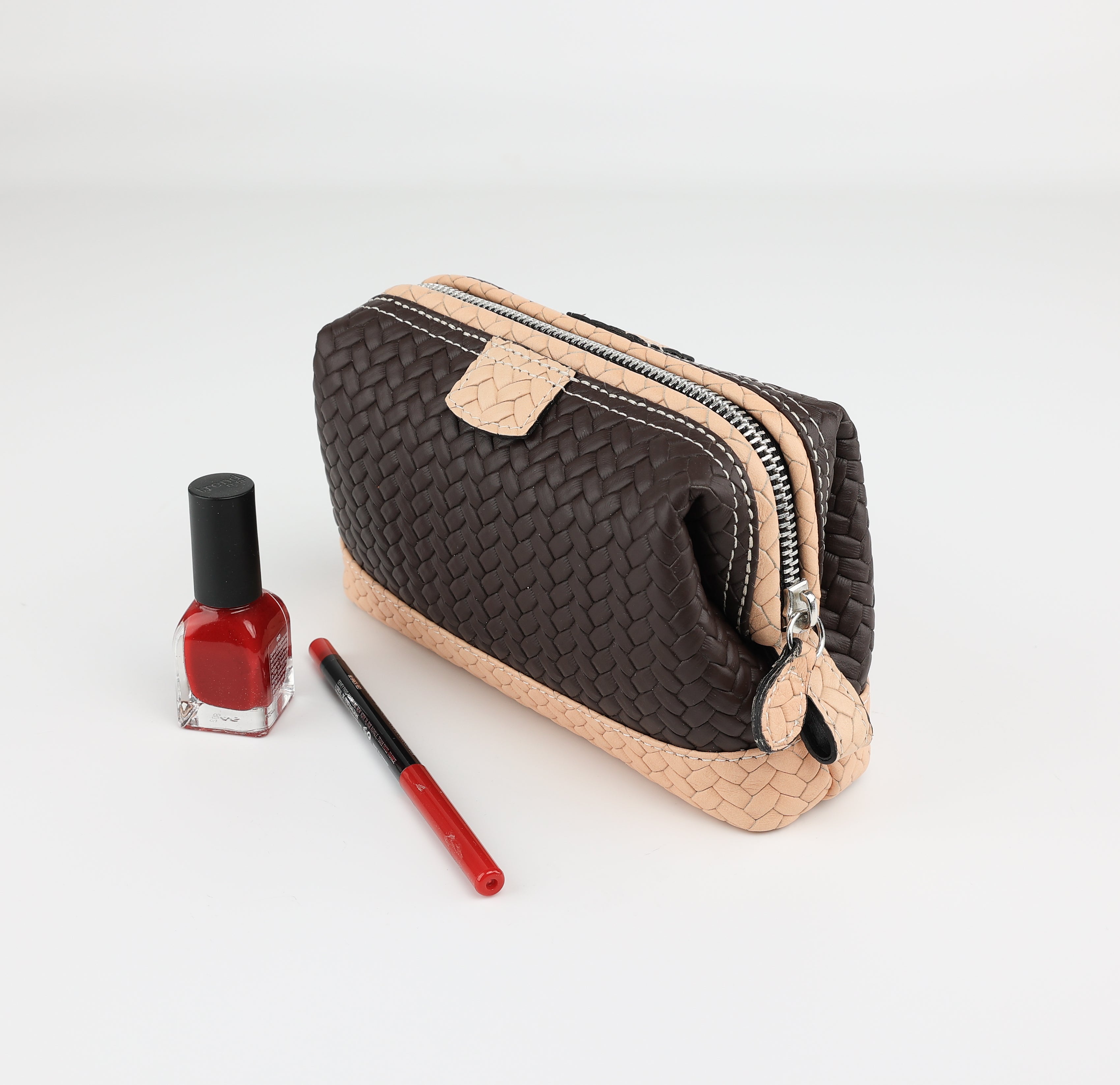 Kosmetiktasche Mousetrap (S) - dunkelbraun/ sand