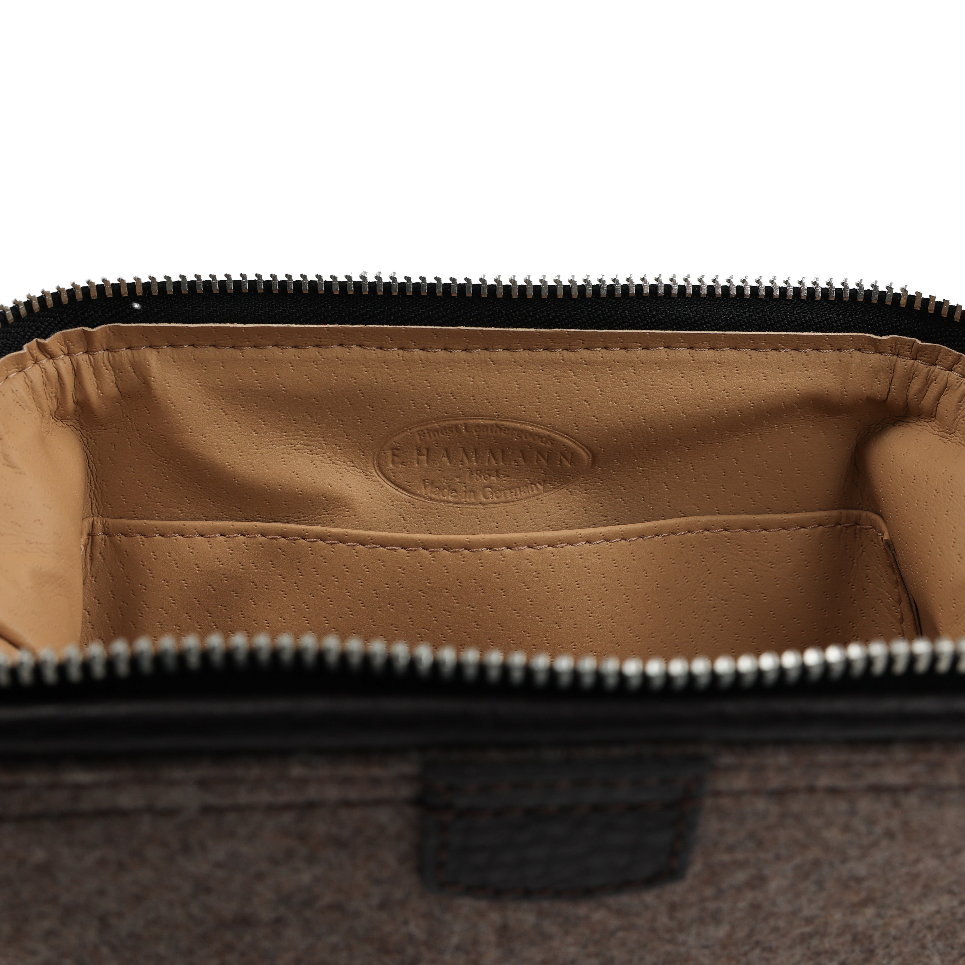 Cosmetic bag Mousetrap (S) - loden gray/ dark brown