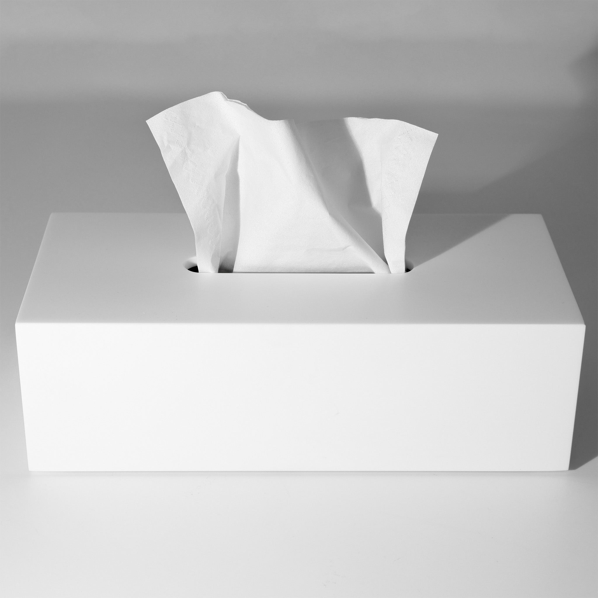Cosmetic tissue box Corian® white matt