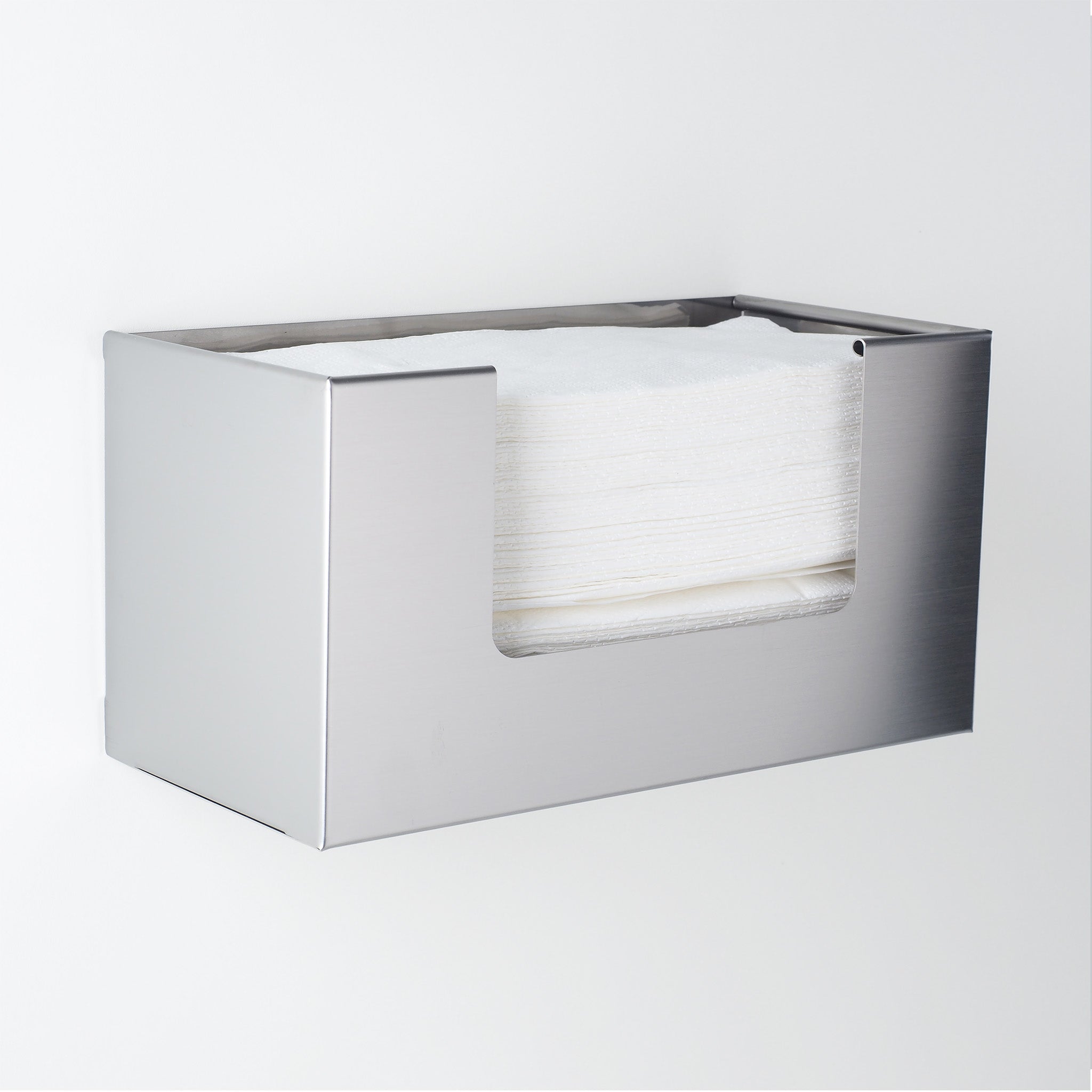 Wandmontierte Kosmetiktuchbox DW117 aus Edelstahl matt von Decor-Walther, moderne Tissue Box fuer Kosmetiktuecher im Bad oder Gaeste WC.