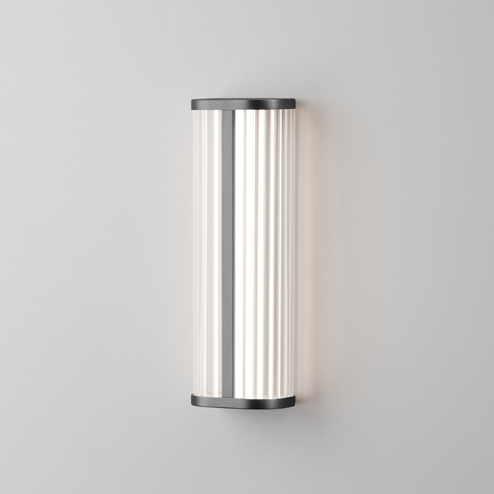 Decor-Walther ART LED Lampe in Dark Metal matt mit fein geriffelter Lichtfläche, dimmbarer LED und einstellbarer Farbtemperatur von 2200 bis 3000 K