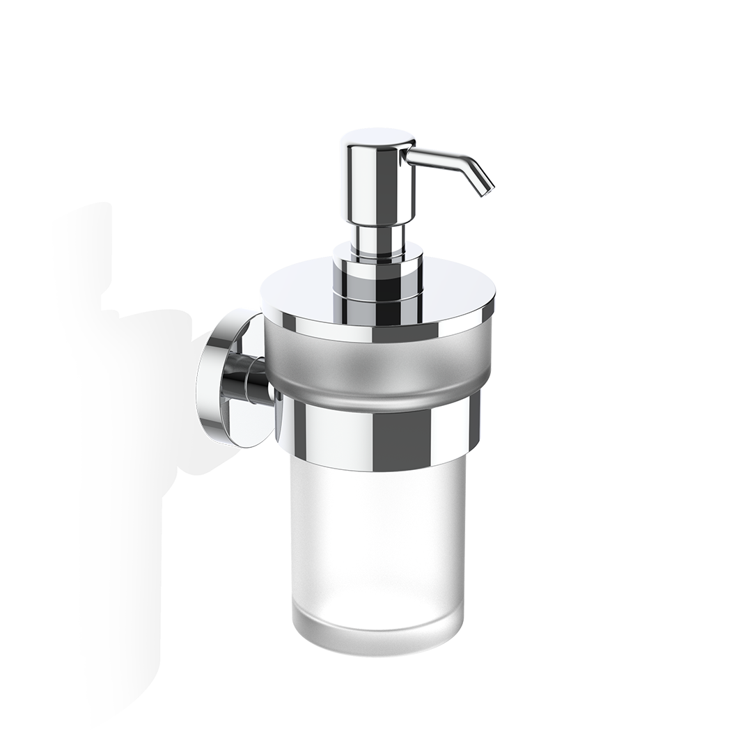 Wandseifenspender BA WSP aus massivem Messing in Chrom von Decor Walther, hochwertiges und langlebiges Badaccessoire mit abnehmbarem Behälter.