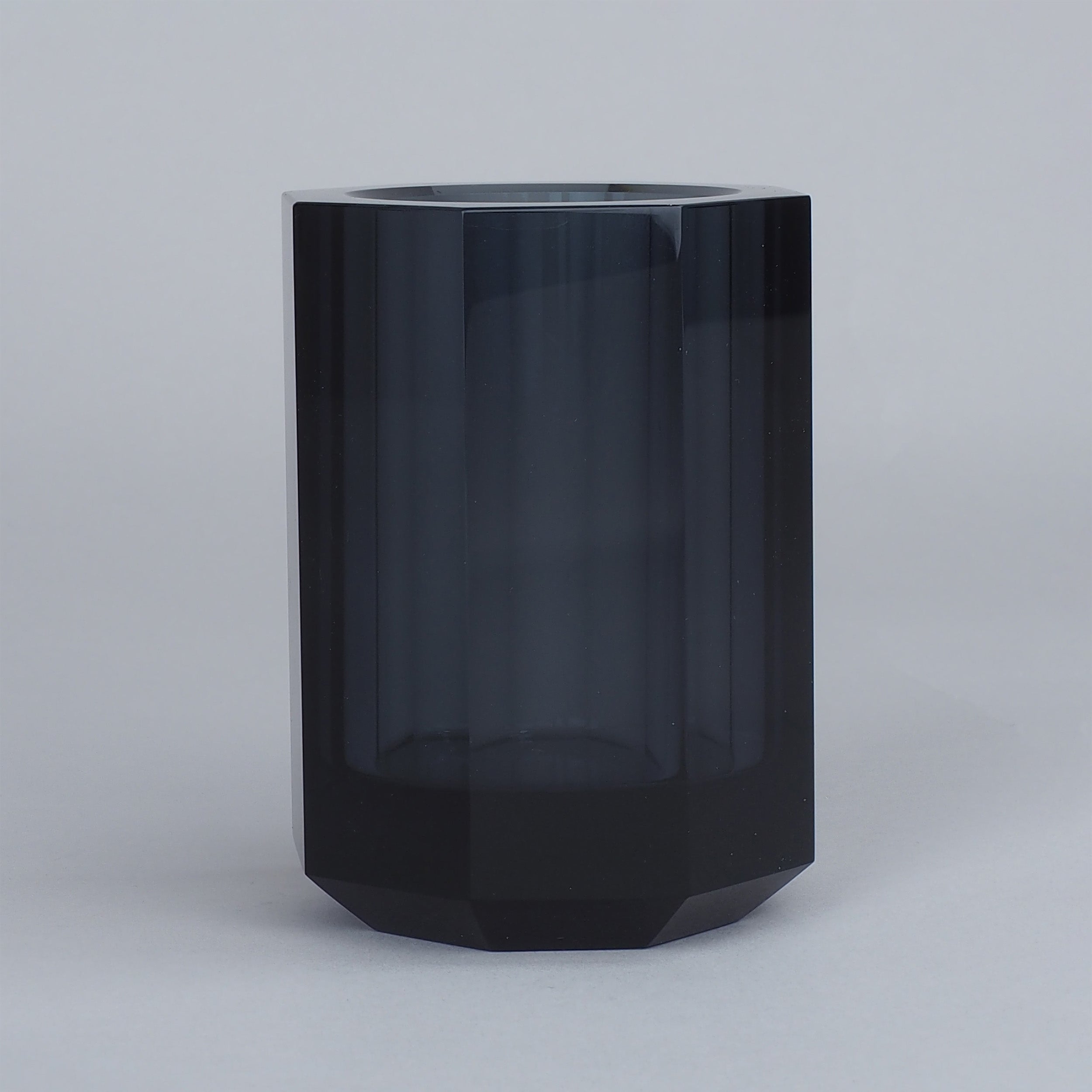 Anthrazit Glasgefäß aus der Decor Walther Kristall-Kollektion, moderner Zahnputzhalter.