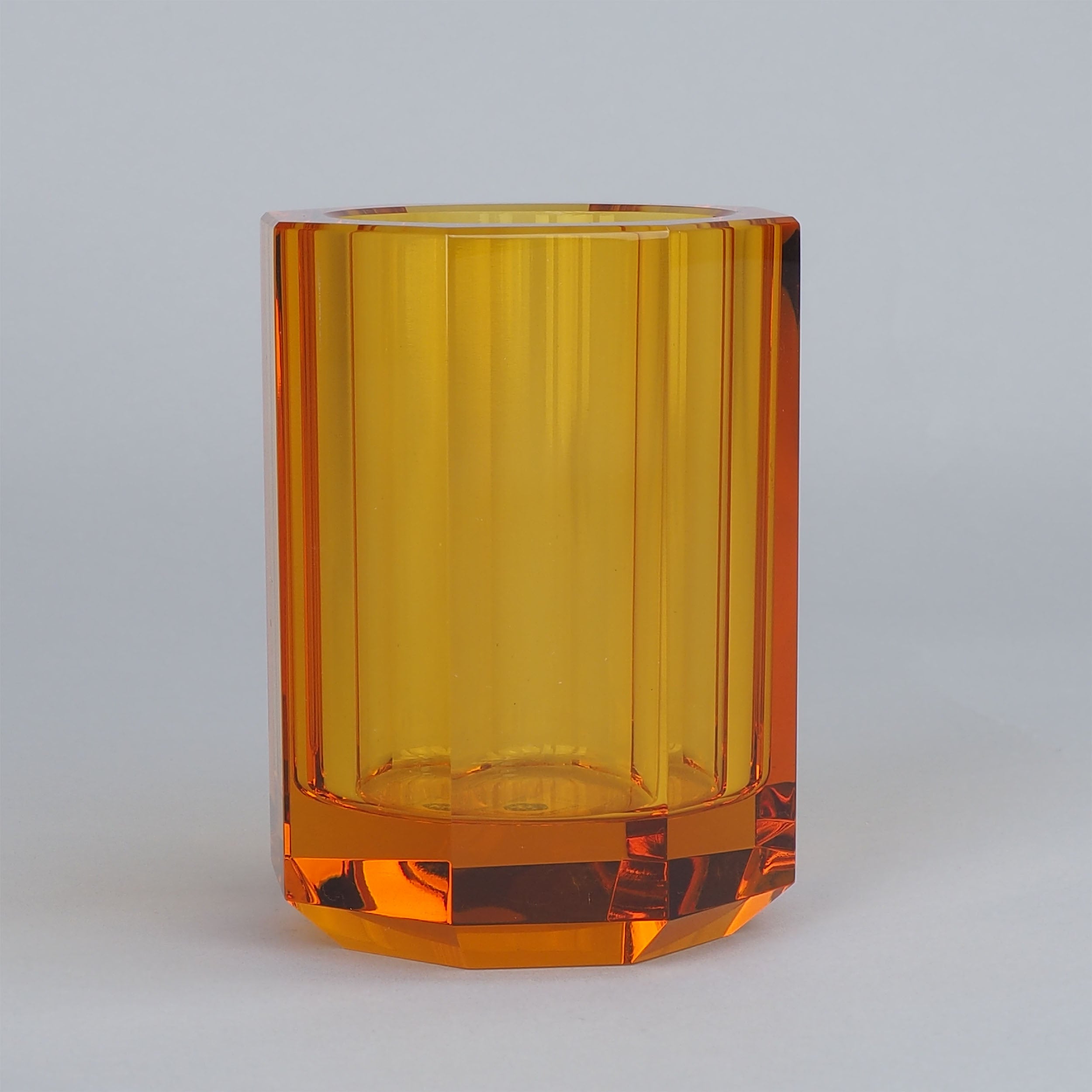 Bernstein Glasgefäß aus der Decor Walther Kristall-Kollektion, eleganter Zahnputzhalter.