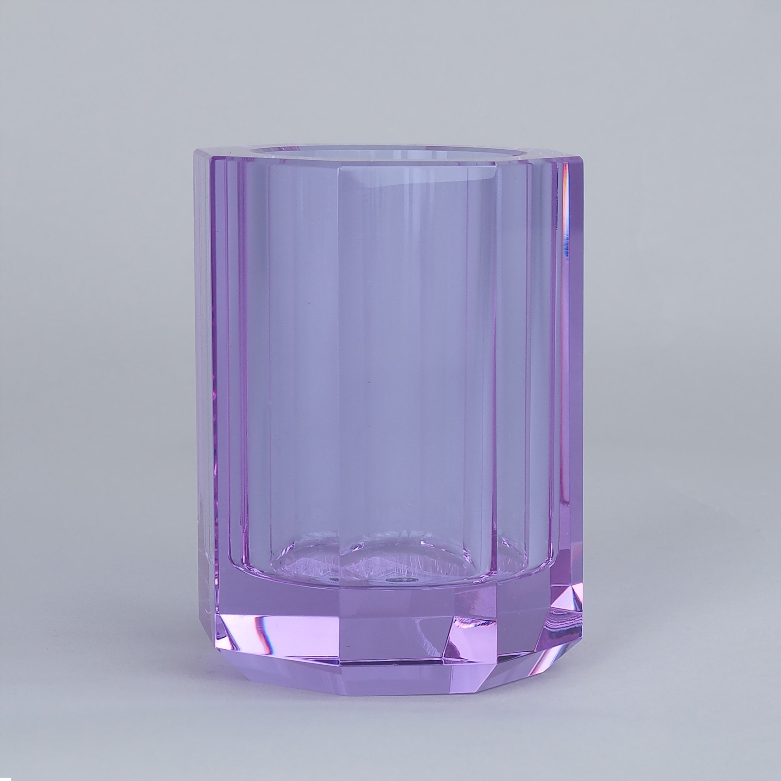 Violett getönter Glasbehälter aus der Decor Walther Kristall-Kollektion, dekorativer Zahnputzhalter.