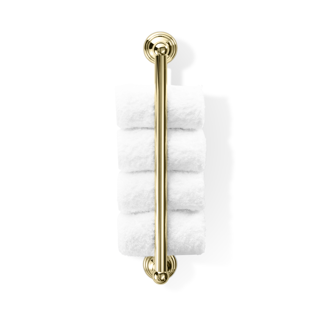Eleganter Handtuchhalter in Gold für Gästetücher; luxuriöses Accessoire für traditionelle Badezimmer.