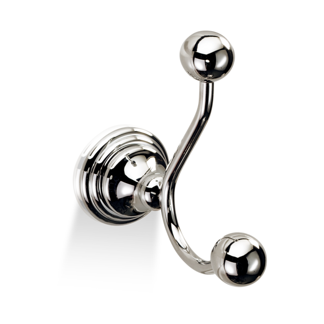 Wandmontierter Doppelhaken Decor Walther CL HAK2 aus Messing in Nickel poliert