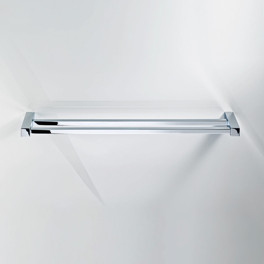 Zweiarmiger Handtuchhalter CO HTD 60 in Chrom – moderner Wandhalter mit klaren Linien aus der futuristischen Corner-Kollektion von Decor Walther.