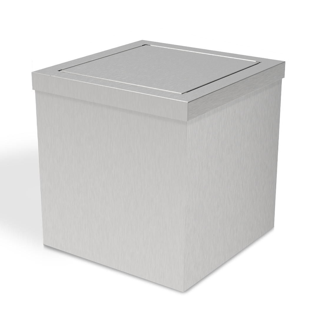 Decor Walther DW114 Badeimer in Edelstahl matt – quadratischer Schwingdeckel-Eimer mit seidenmatter Oberfläche, langlebig und rostfrei.