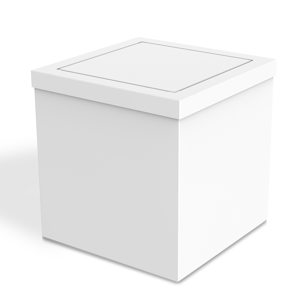 Decor Walther DW114 Badeimer in Weiß matt – stilvoller, eckiger Abfalleimer mit Schwingdeckel für moderne Badezimmer.