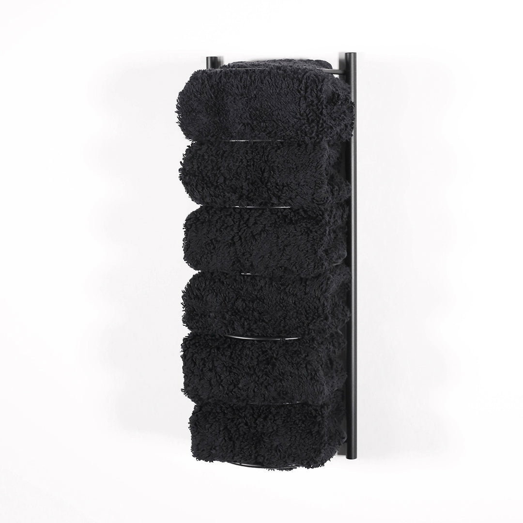 Moderner Handtuchhalter DW 221 in Schwarz matt – vielseitiger Gästetuchhalter aus Edelstahl, freistehend oder zur Wandmontage geeignet.