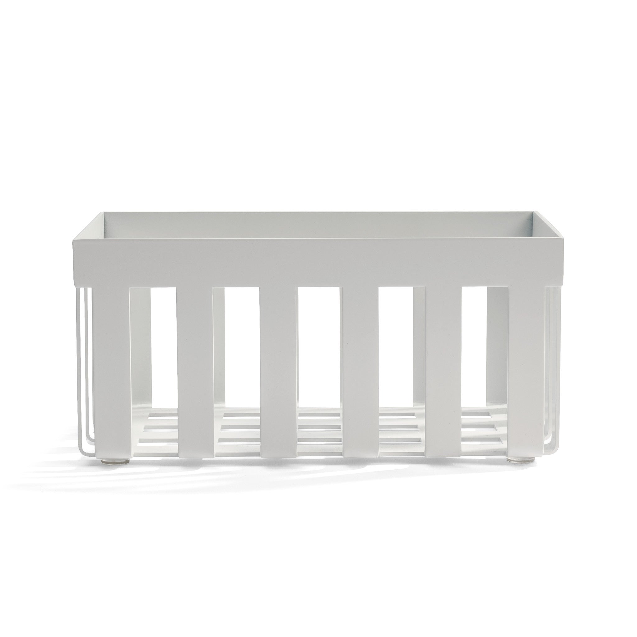 Offener Mehrzweckbehälter DW354 von Decor Walther in Weiß matt, rechteckige Form aus Stahl für eine klare, freistehende Aufbewahrung im Bad.