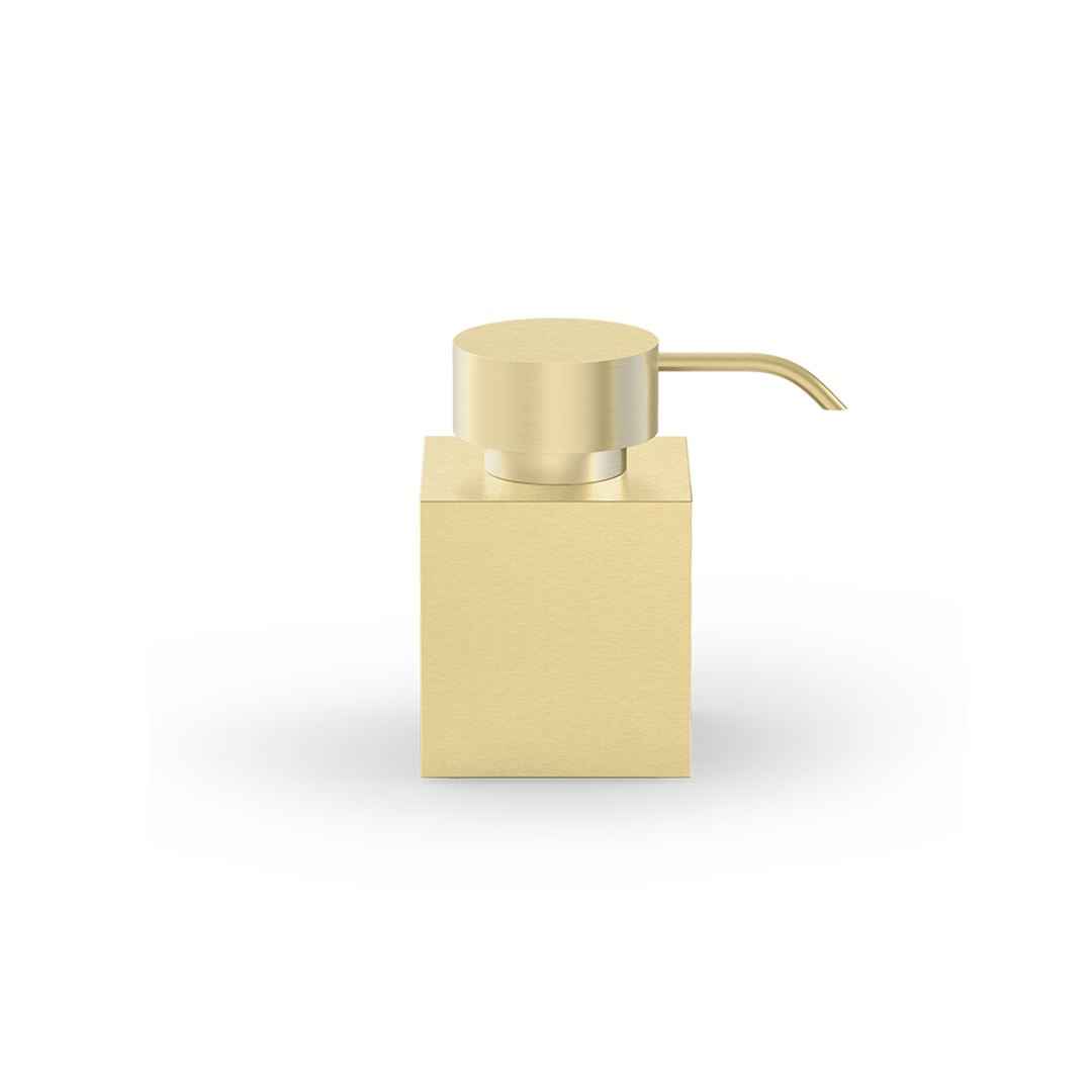 Decor Walther DW476 N freistehender Seifenspender aus massivem Messing in Gold matt 24 Kt. mit Acryl-Innenbehälter.