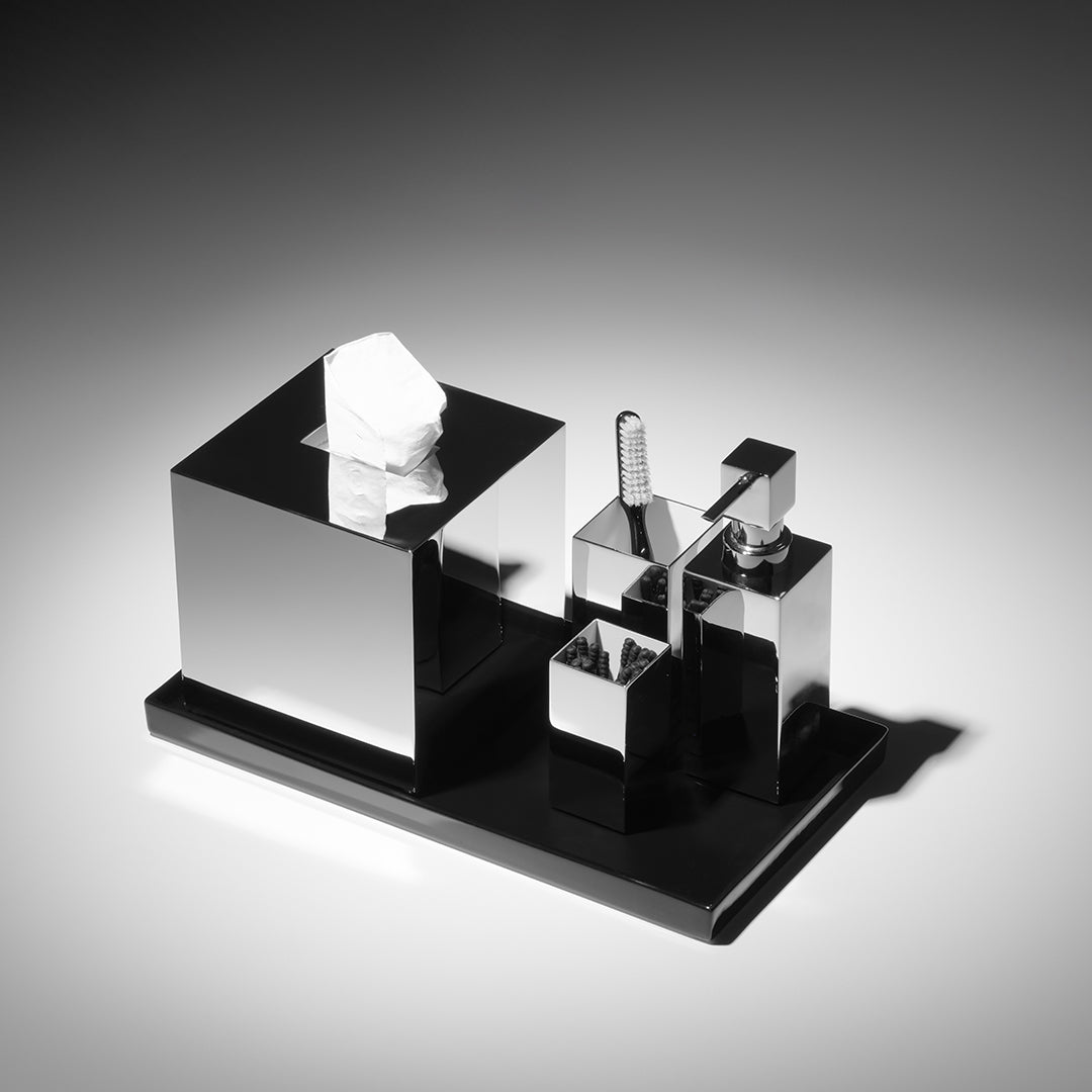 Rechteckige Decor Walther DW530 Ablageschale aus schwarzem Porzellan, edle Ablage für moderne Bäder.