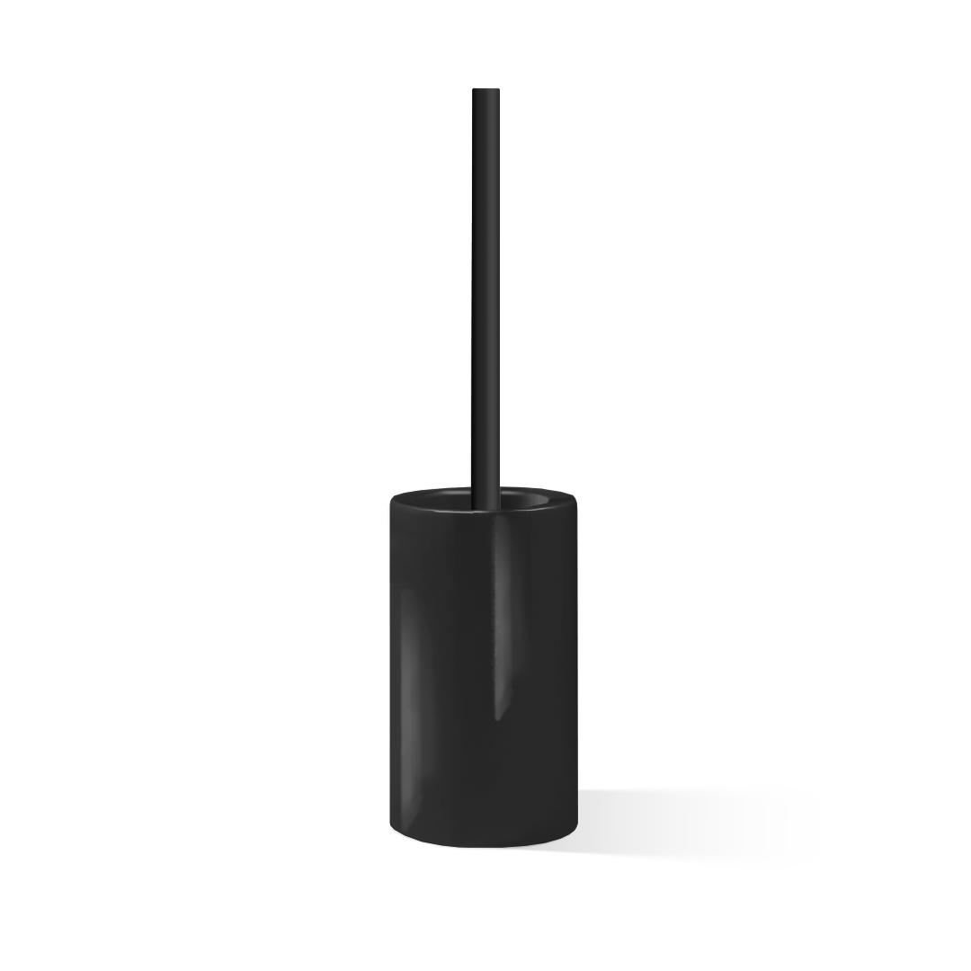 Puristische Stand-WC-Bürste DW6100 von Decor Walther in schwarzem Porzellan mit matt schwarzem Bürstengriff – Artikelnummer: 0826063