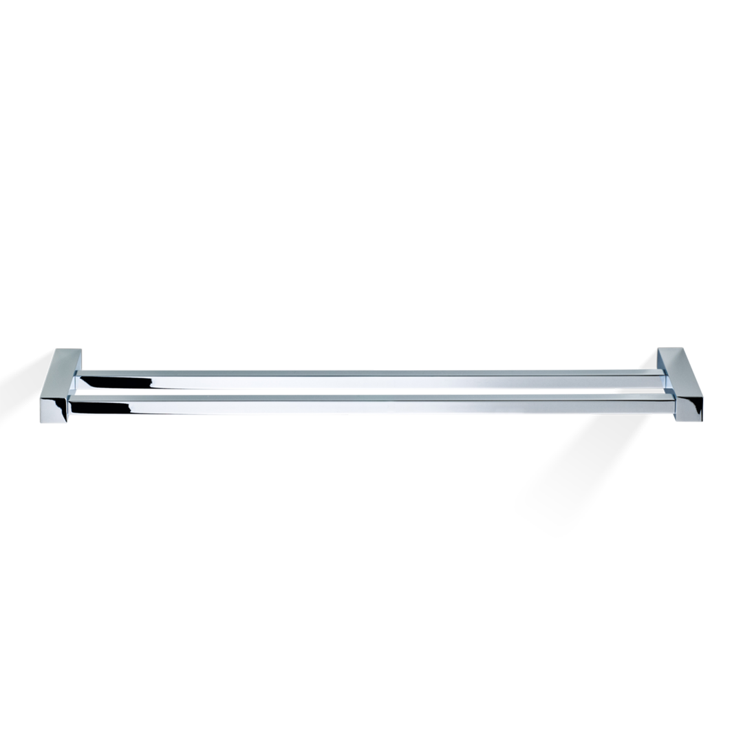 Zweiarmige Handtuchstange CO HTD80 in Chrom – puristischer Wandhalter aus massivem Messing für Bad und Gaeste-WC.