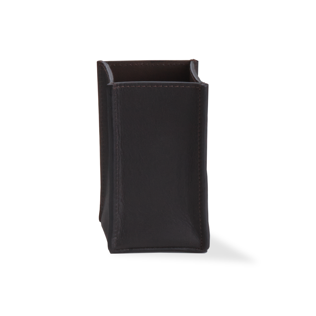Schwarzbrauner Lederköcher Decor-Walther Nappa KOE aus geschmeidigem Echtleder, stilvoller Aufbewahrungsbecher für Pinsel, Schreibgeräte oder Pflegeutensilien, Artikelnummer: 0938290