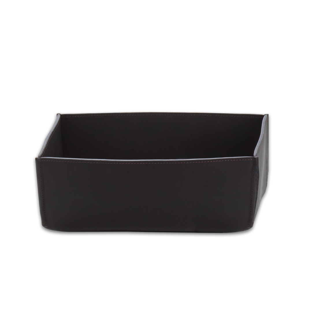 Offene Lederbox Decor-Walther Nappa UTB in Schwarzbraun aus geschmeidigem Echtleder, stilvoller Ordnungsbehälter für Pflegeprodukte, Schlüssel oder persönliche Utensilien, Artikelnummer: 0938590