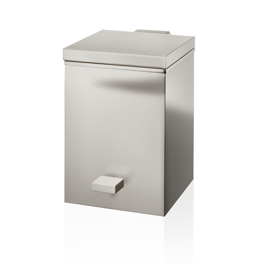 Luxuriöser Badeimer in Nickel satiniert aus robustem Messing, mit geräuschloser Soft Close Funktion, Decor Walther TE75SC.