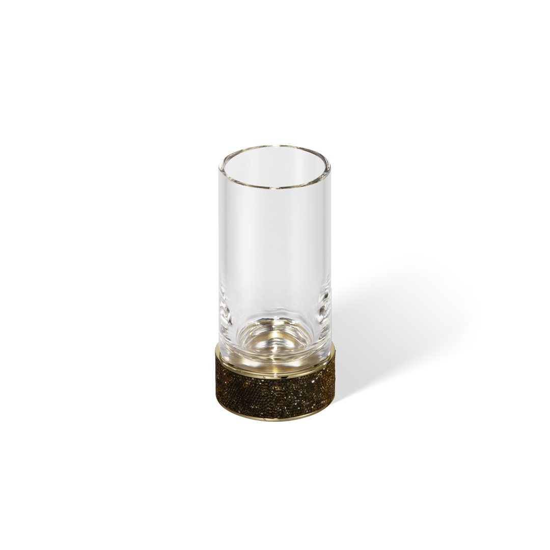 Luxuriöser Kristallglas-Becher Rocks SMG in 24-Karat-Gold von Decor Walther, umrahmt von einem breiten Swarovski-Kristallband.