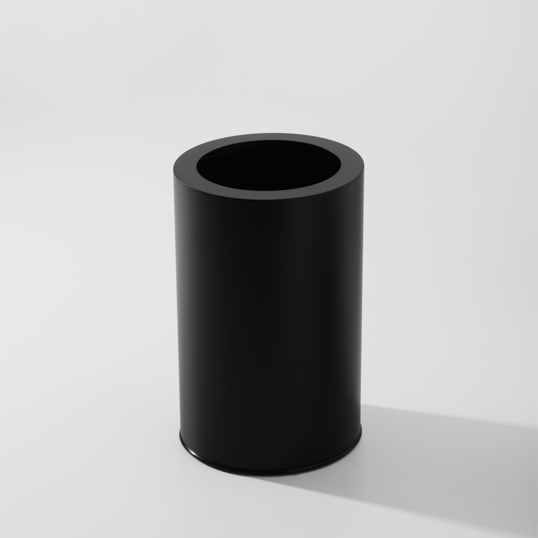 Decor Walther Rooms Badeimer in Schwarz matt – eleganter offener Edelstahl-Papierkorb mit Innenbehälter, matt schwarze Oberfläche.