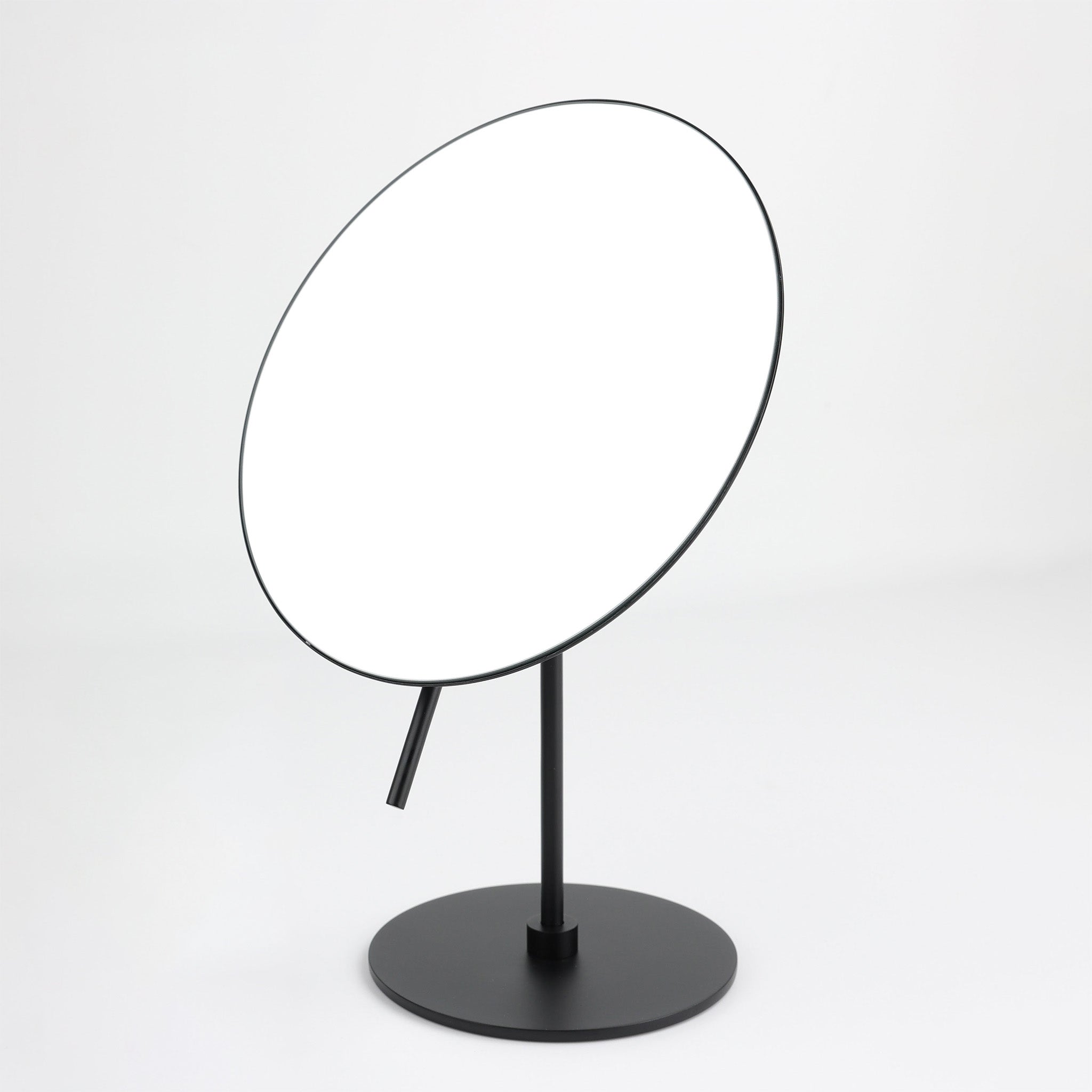 Moderner Kosmetikspiegel in Schwarz matt mit 5-facher Vergrößerung – stilvolles Badaccessoire für Make-up und Pflege.