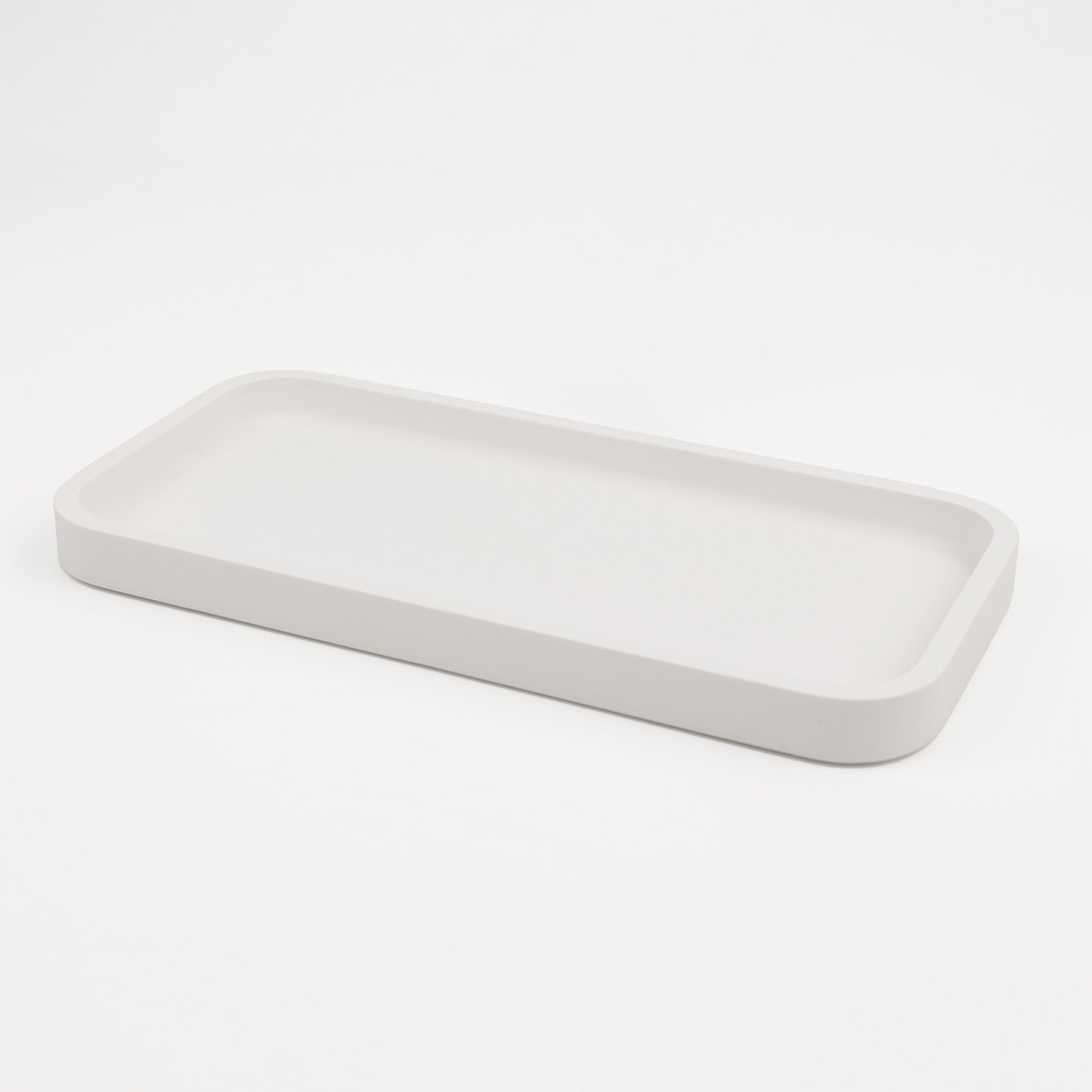 Weiß mattes Tablett TAB von Decor Walther – elegante Badablage mit porenfreier, sanft strukturierter Oberfläche.