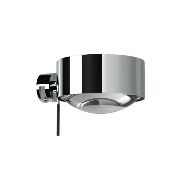 Hochwertige Spiegelleuchte PUK Maxx Fix Plus in Chrom, mit drehbarem Kopf und warmweißem, dimmbarem Licht, ideal für präzise Ausleuchtung im Bad.