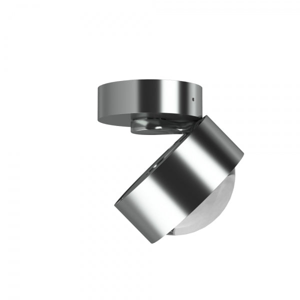 Elegante matte Chrom Deckenlampe PUK Mini Move von Top Light, mit 360 Grad drehbarem und neigbarem Kopf, dimmbares warmweißes Licht, deutsches Design.