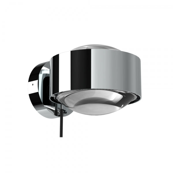 PUK Maxx Wall Plus Wandleuchte in Chrom, mit warmweißem, dimmbarem Licht und drehbarem Kopf für flexible Beleuchtung.