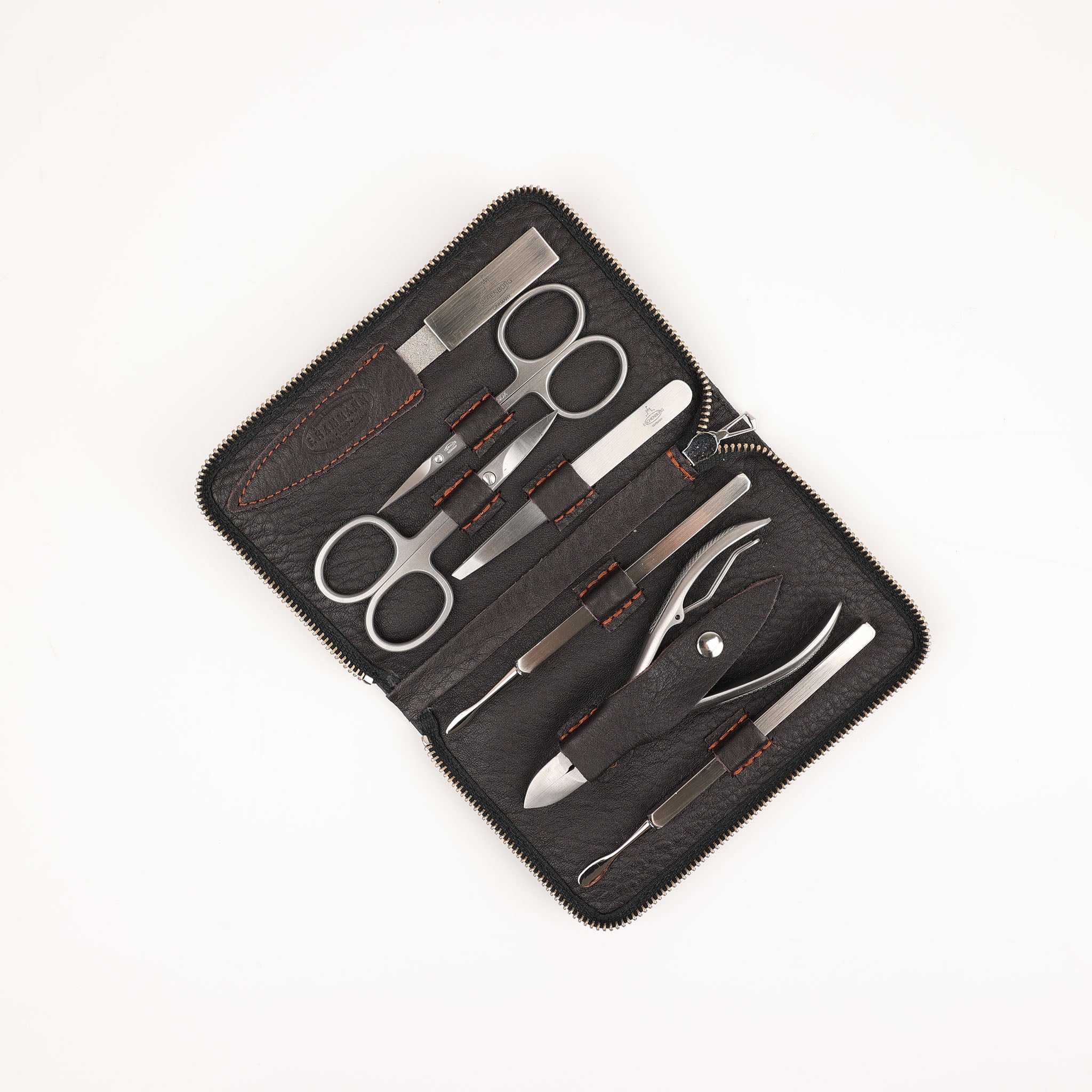 Luxus Maniküre Etui von Hammann – handgearbeitet aus italienischem Chervo-Leder mit Instrumenten von Eschenburg. Für Sie und Ihn.