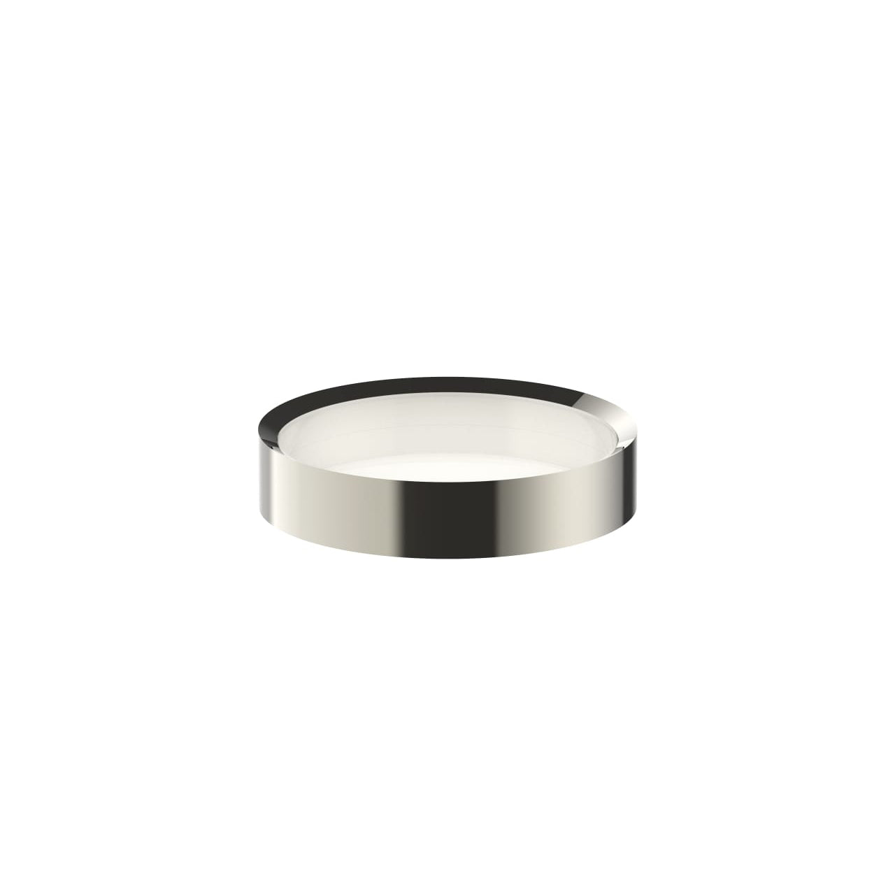 Poliertes Nickel Seifenhalter aus massivem Messing mit Glaseinlage, Young Kollektion Fantini, elegante Seifenablage für modernes Badezimmer, hergestellt in Italien