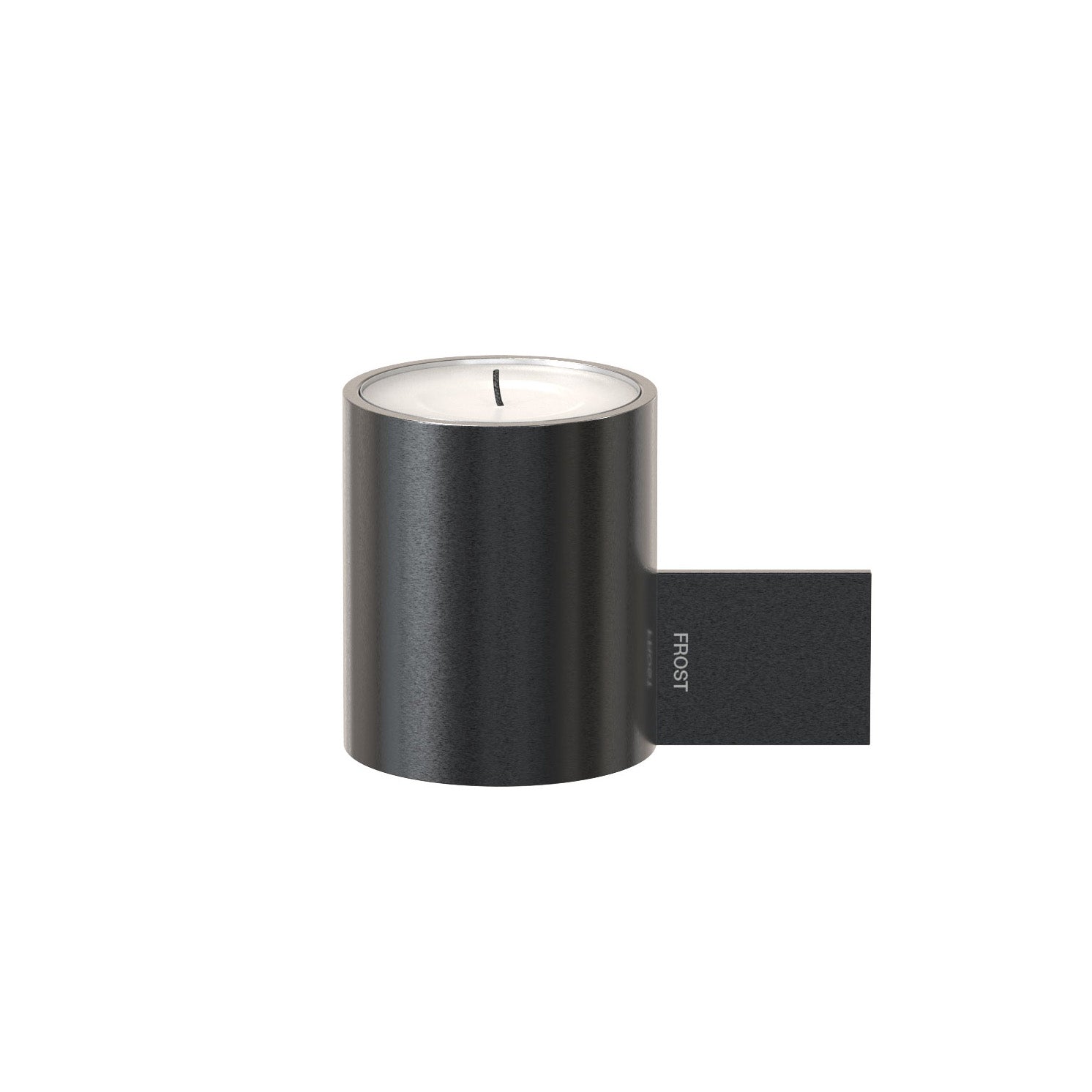 Edler Teelichthalter in gebürstetem Schwarz – minimalistisches Accessoire für stilvolle Raumgestaltung.