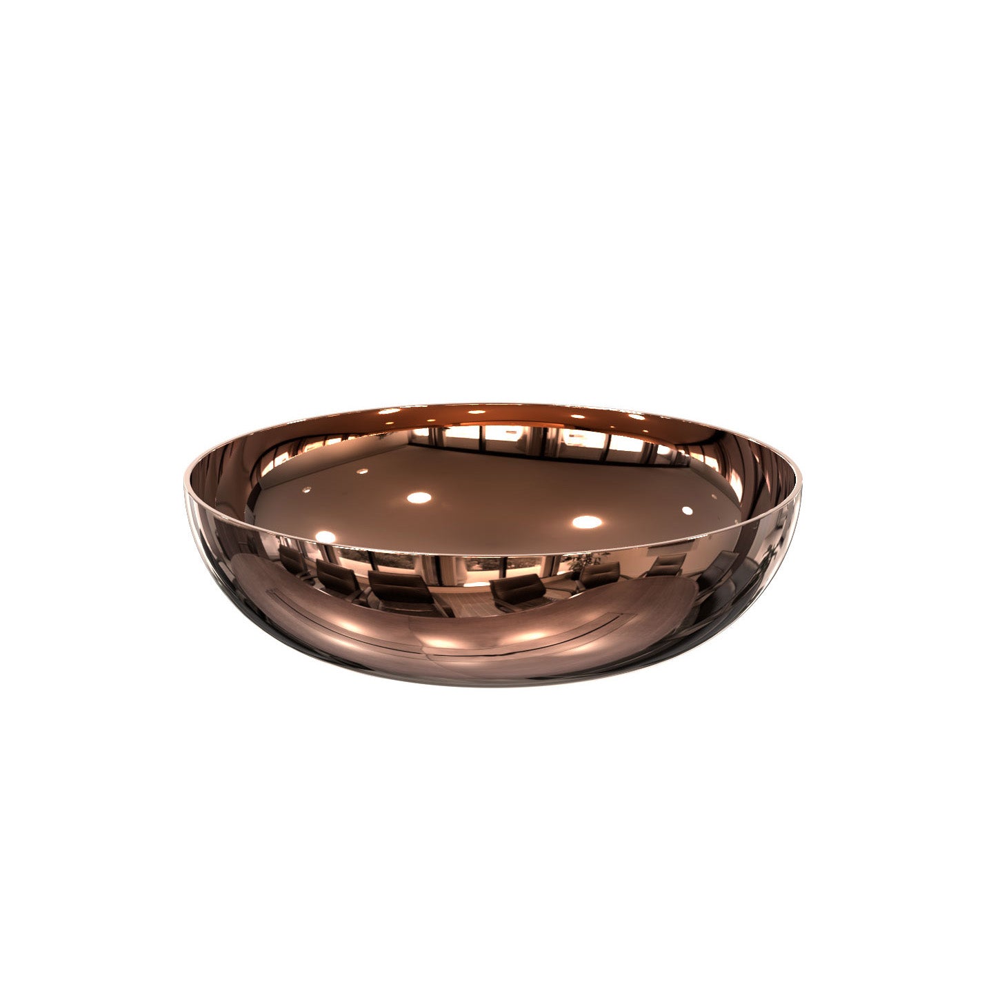 Design-Schale in poliertem Kupfer – edles Accessoire für Bad und Wohnbereich.