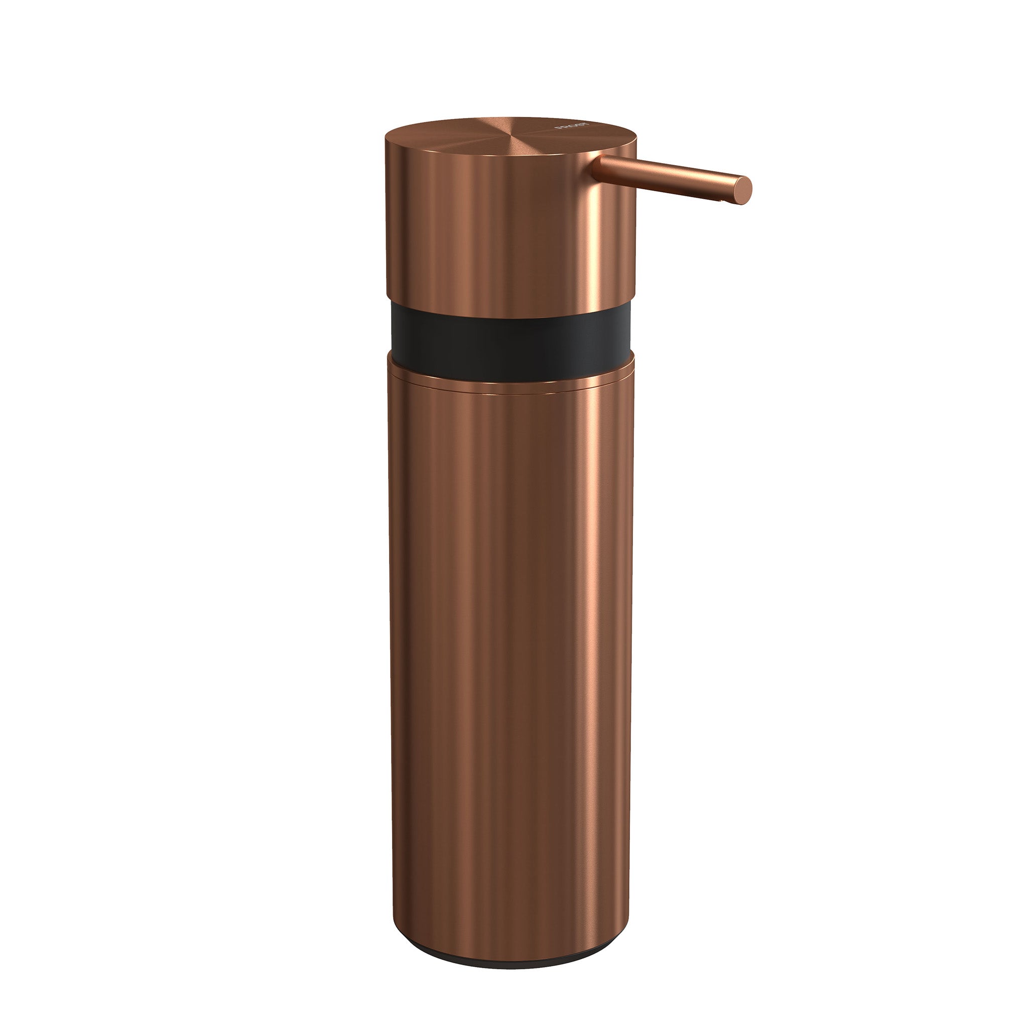 Stilvoller Seifenspender von Frost Denmark aus gebürstetem Kupfer, mit minimalistischer Ästhetik und 170 ml Volumen.