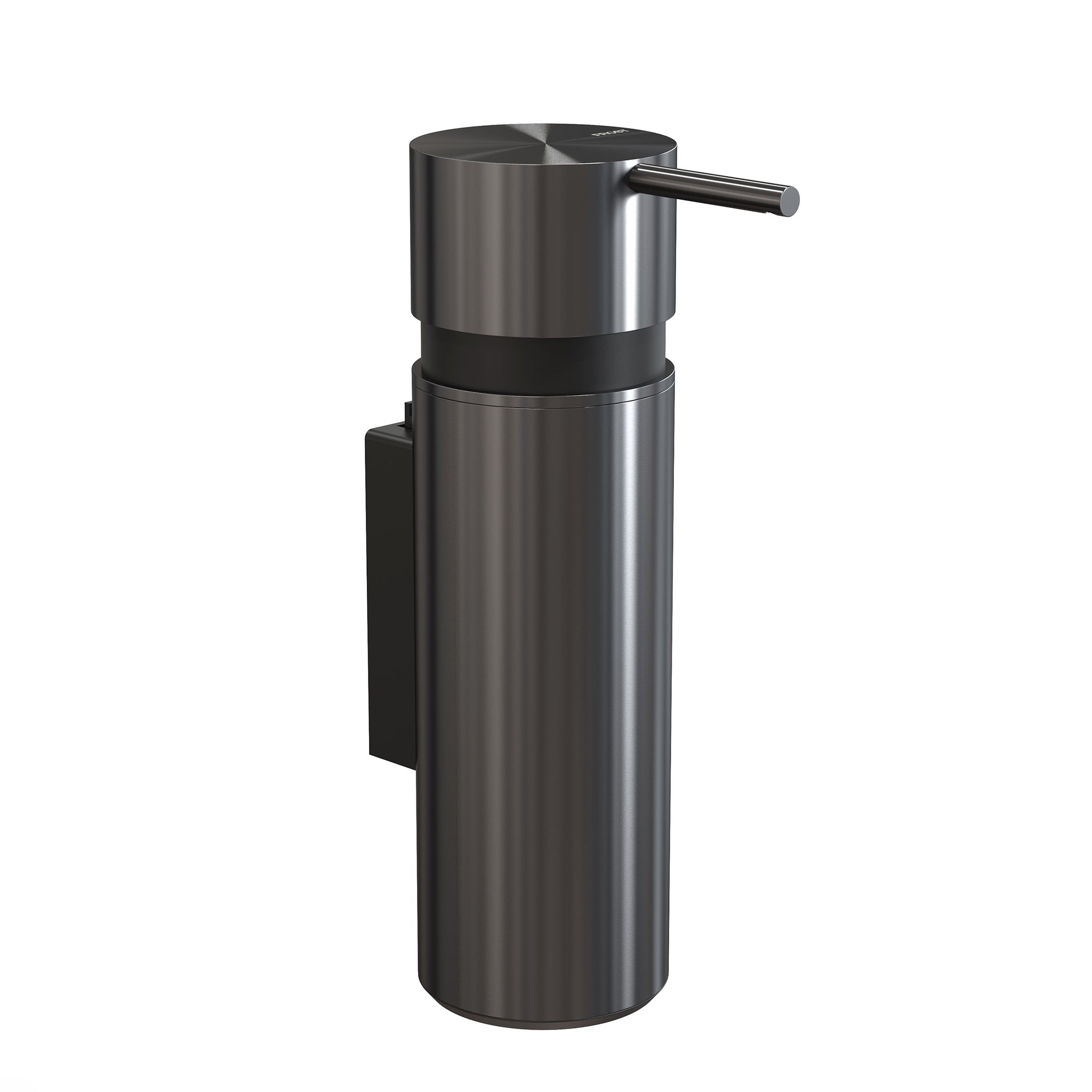 Eleganter Wandseifenspender in Schwarz gebürstet – minimalistisches Edelstahl-Design von Frost Denmark.